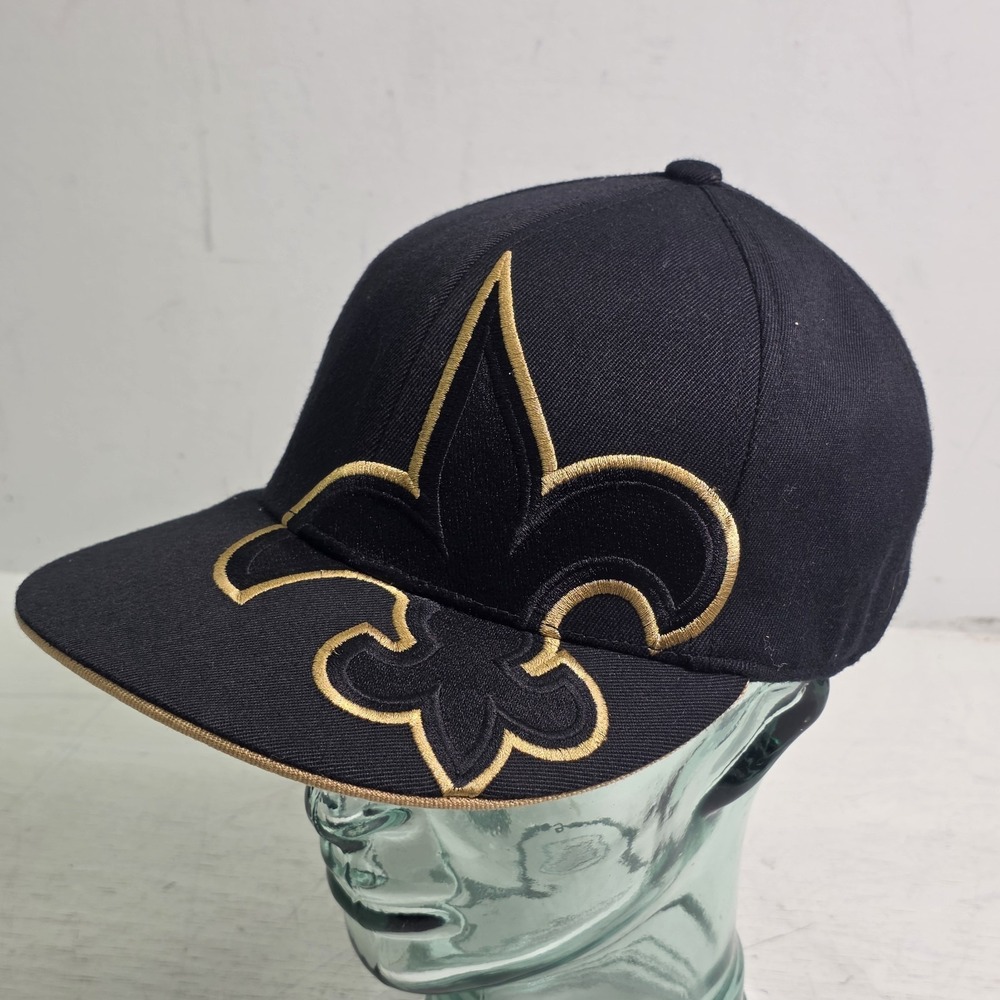 Reebok NFL New Orleans Saints Large Fleur De Lis Hat Satin Lined Black O/S EUC